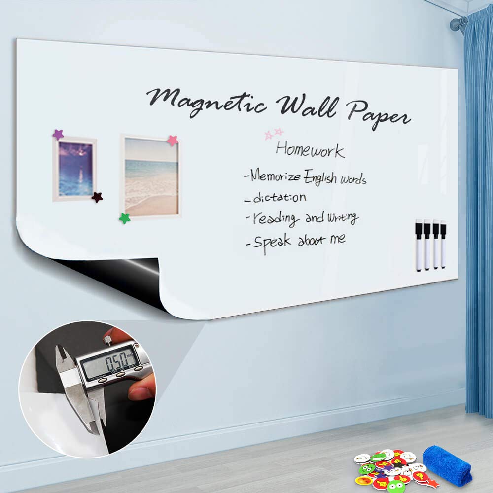ZHIDIAN Magnetic Whiteboard Sticker for Wall/Door, 36" x 24" Large Self Adhesive White Board Wallpaper, Whiteboard Contact Paper, Large Dry Erase Sheet/Film for Office/Home/School